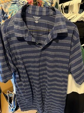 Roundtree & Yorke Navy Striped Polo